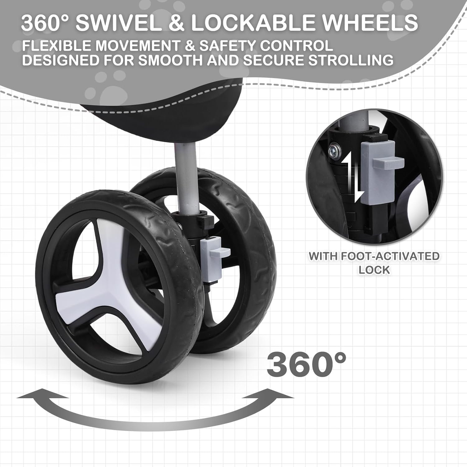 Dog Stroller, 3-in-1 Foldable Pet Stroller for Cats and Dogs with Detachable Carrier & Storage Basket & Cup Holder, Cat Stroller and Pet Stroller for Medium Dogs Up to 33 lbs, Plaid