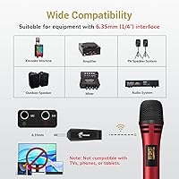 Vista 33 de TONOR Wireless Microphones, UHF Dual Karaoke Microphone System, Microfonos Inalambricos with Rechargeable Receiver, Cordless Dynamic Mic Micro Kit