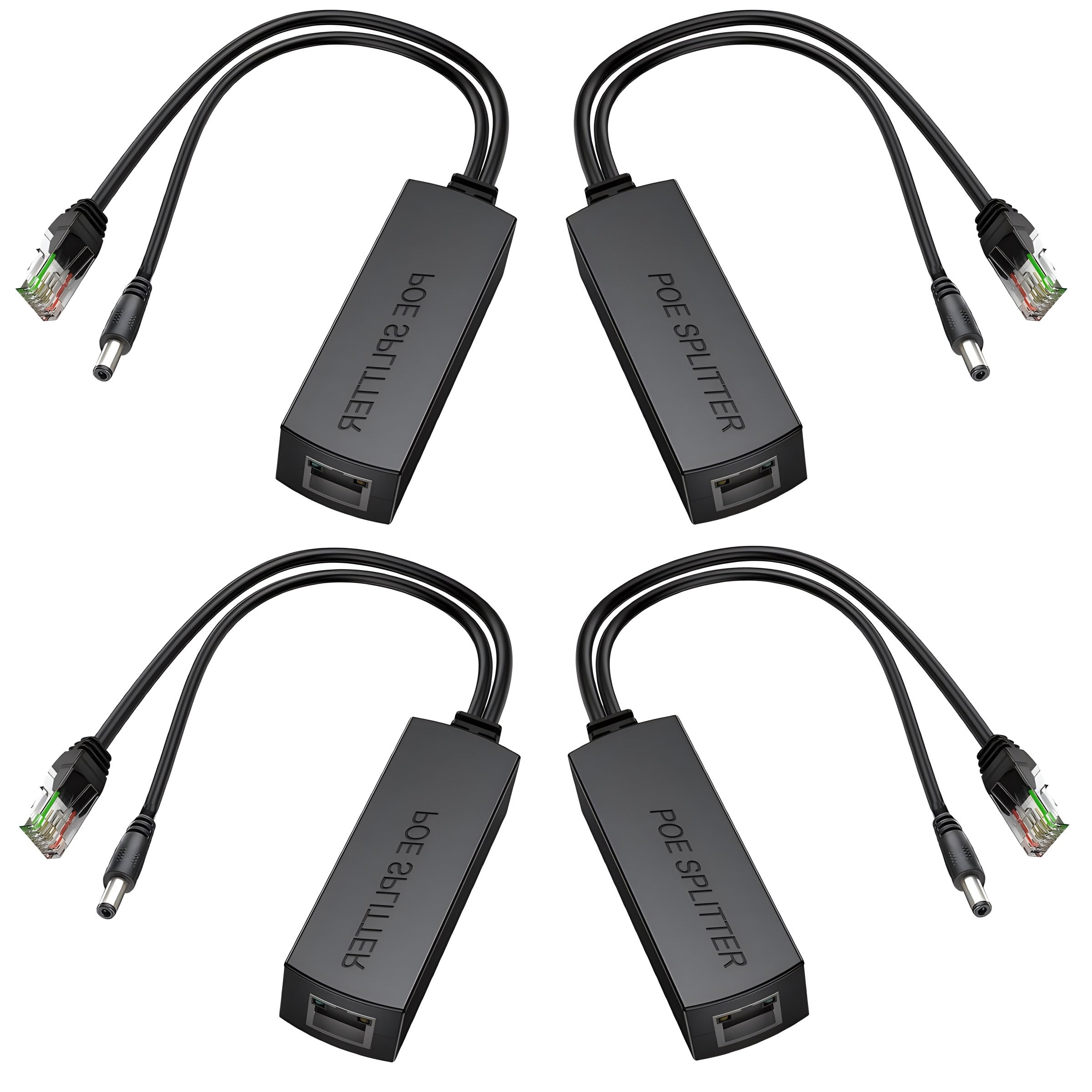 SGUESIKR Premium 4-Pack PoE Splitter 12V 2A, High-End Active PoE to 2.1mm DC - IEEE 802.3af/at Compliant, Crafted with Premium USA Chipset & Opto-Isolator: for Non-PoE IP Cameras & More (24W,2A)