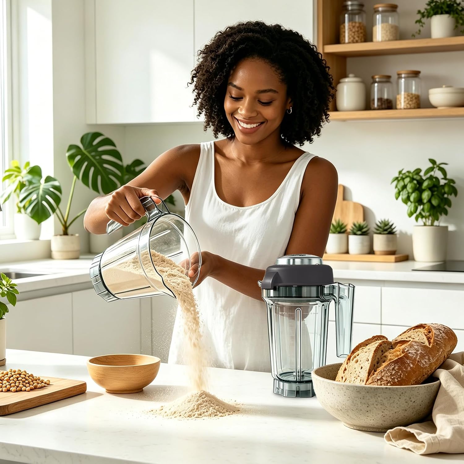 Dry Grains Blender Container 32oz | Engineered for Grain Grinding, Compatible with Vitamix 5200,5000,6300,6500,7500,Pro200/500/750,E310/E320,VM0101/0197 & More