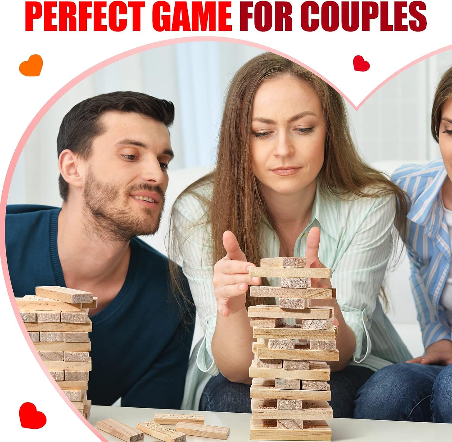 Gioco Di Coppia Torre Impilabile In Legno 48 Pezzi - Con Verità O Coraggio E Sfide Audaci Per Adulti, Attività Per Serate Romantiche E Feste