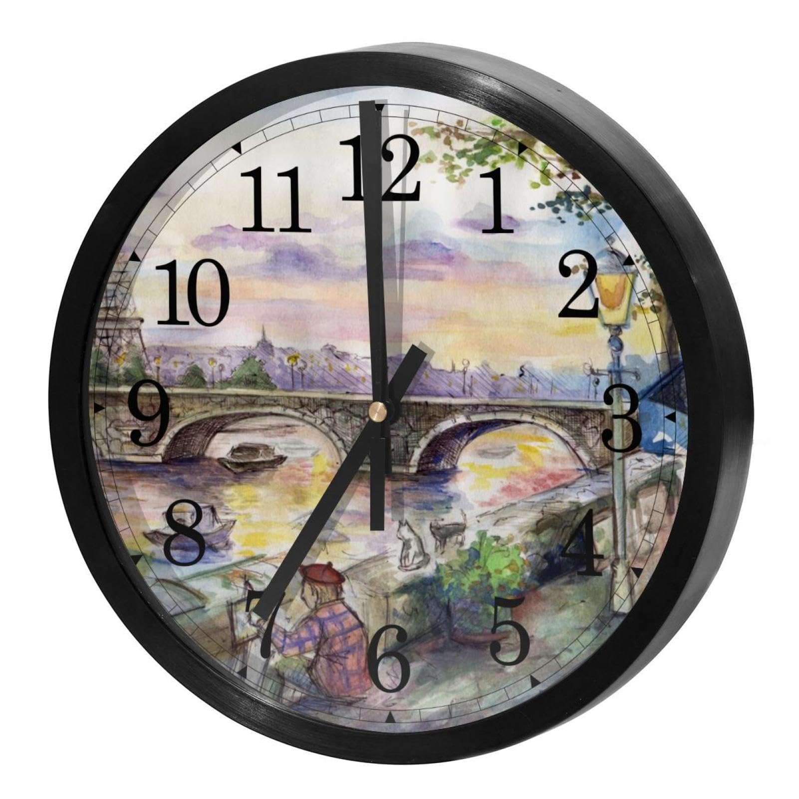 Horloge murale silencieuse à quartz Tour Eiffel pour une décoration de cuisine et bureau