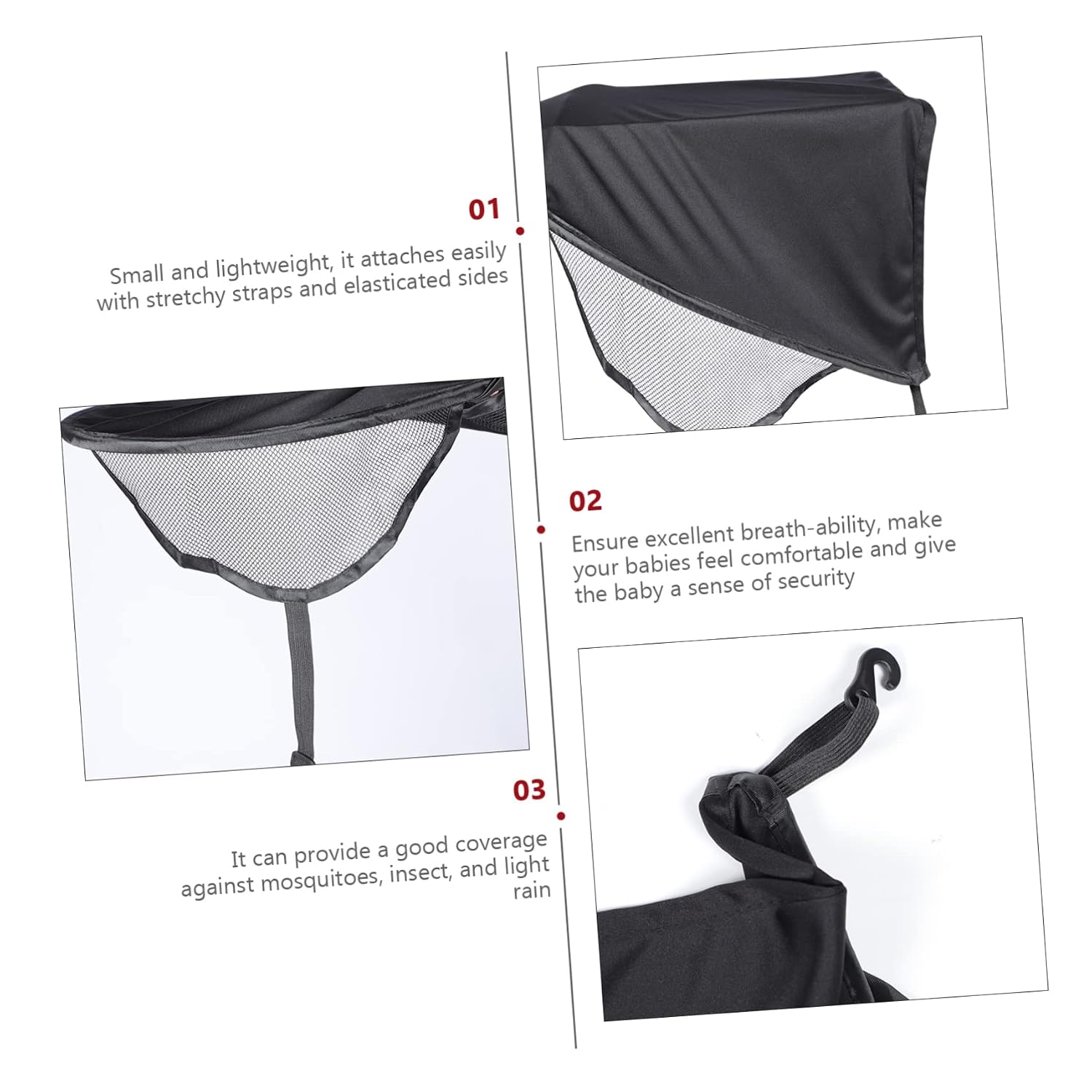 Universal Baby Stroller Sunshade Canopy Cover Windproof Waterproof Protection for Infants UPF 50 Sun Protection Adjustable Size Versatile Outdoor Use