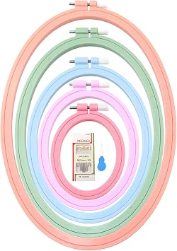 ZOCONE 5 Pcs 5 Size Oval Embroidery Hoops, ABS Plastic Embroidery Hoops Cross Stitch Hoops Embroidery Frames for Sewing, Needlework, Embroidery Projects Size-11.4", 9.6", 7.5", 5.7",3.9"