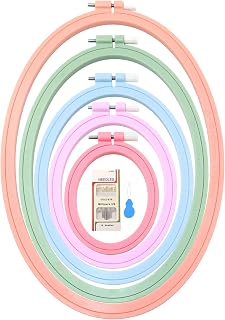 ZOCONE 5 Pcs 5 Size Oval Embroidery Hoops, ABS Plastic Embroidery Hoops Cross Stitch Hoops Embroidery Frames for Sewing, Needlework, Embroidery Projects (Size-11.4", 9.6", 7.5", 5.7",3.9")