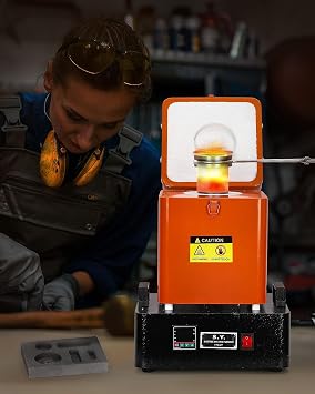 Gold Melting Furnace, 1+3 KG Electric Digital Smelting Furnace 2100 F Smelter Furnace Kit, Crucible for Melting Scrap, Silver, Gold, Copper, Aluminum, 110V Re