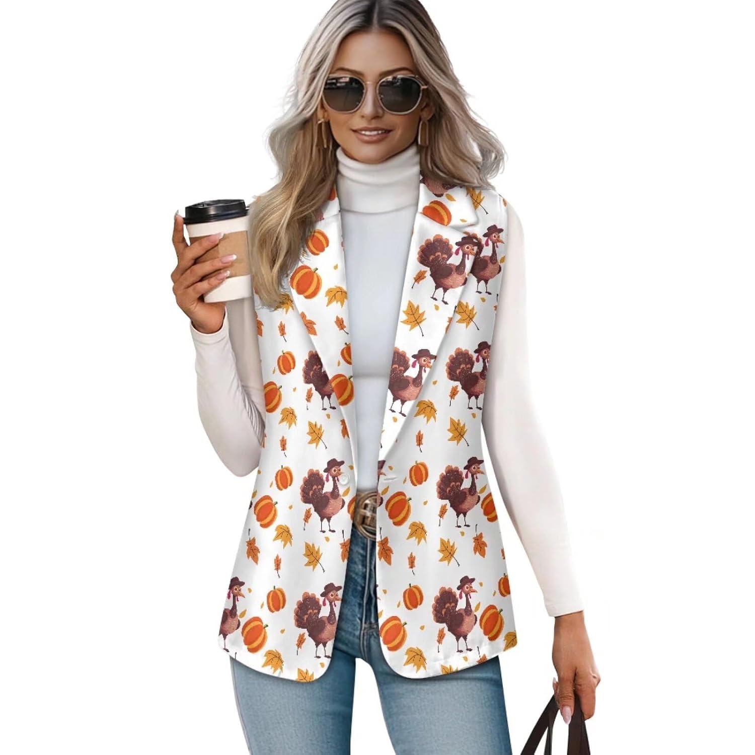 Women Siut Vest Blazer Tops V Neck Sleeveless Jackets Lapel Collar One Button Holiday Waistcoat