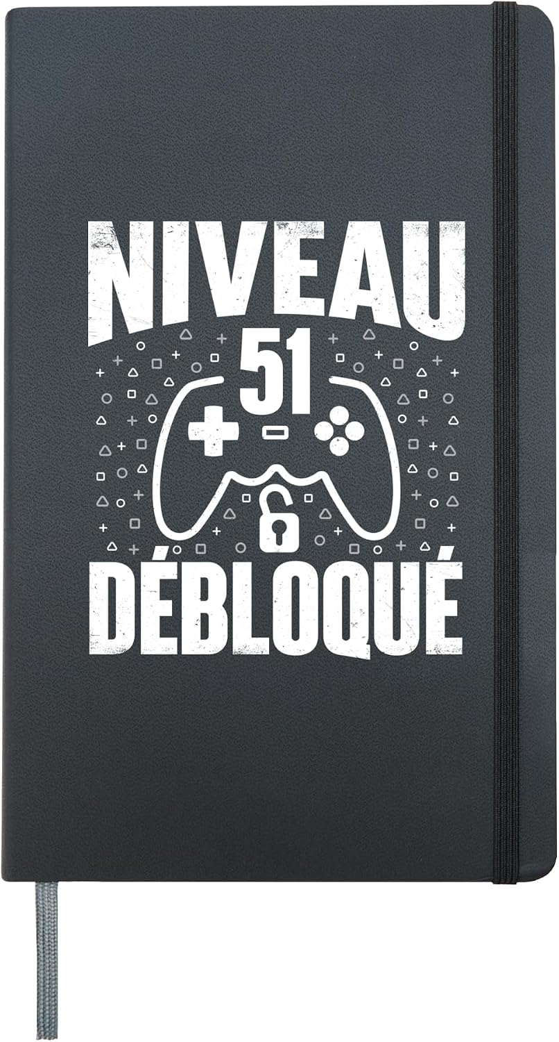 Level 51 Unlocked - Age 51 Birthday Gamer Gaming Hardcover Journal, Black