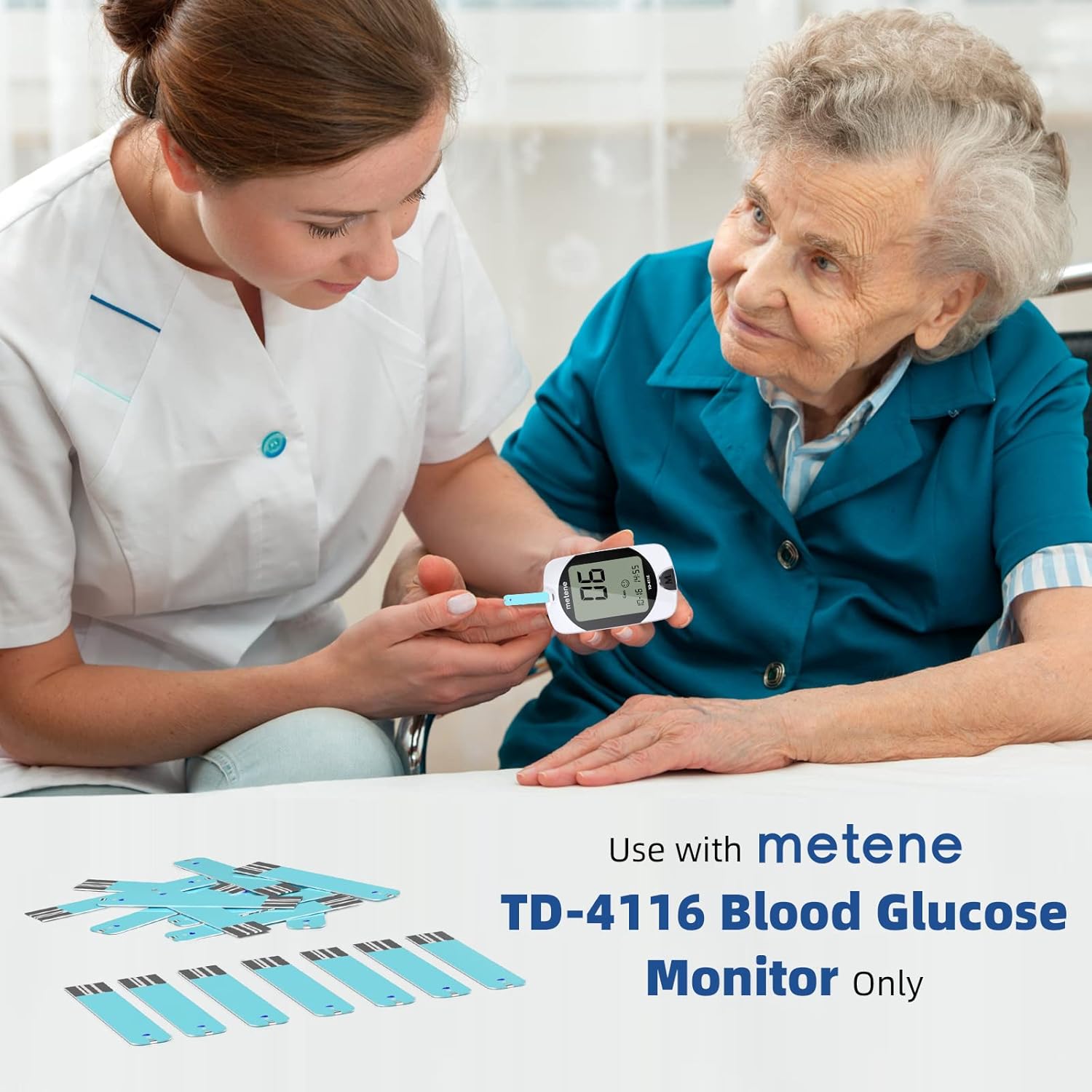 Metene TD-4116 Blood Glucose Monitor Kit, 300 Count Glucometer Test Strips for Diabetes and 100 Count 30 Gauge Lancets, Diabetes Testing Kit with Control Solution, Coding-free Blood Sugar Meter : Health & Household