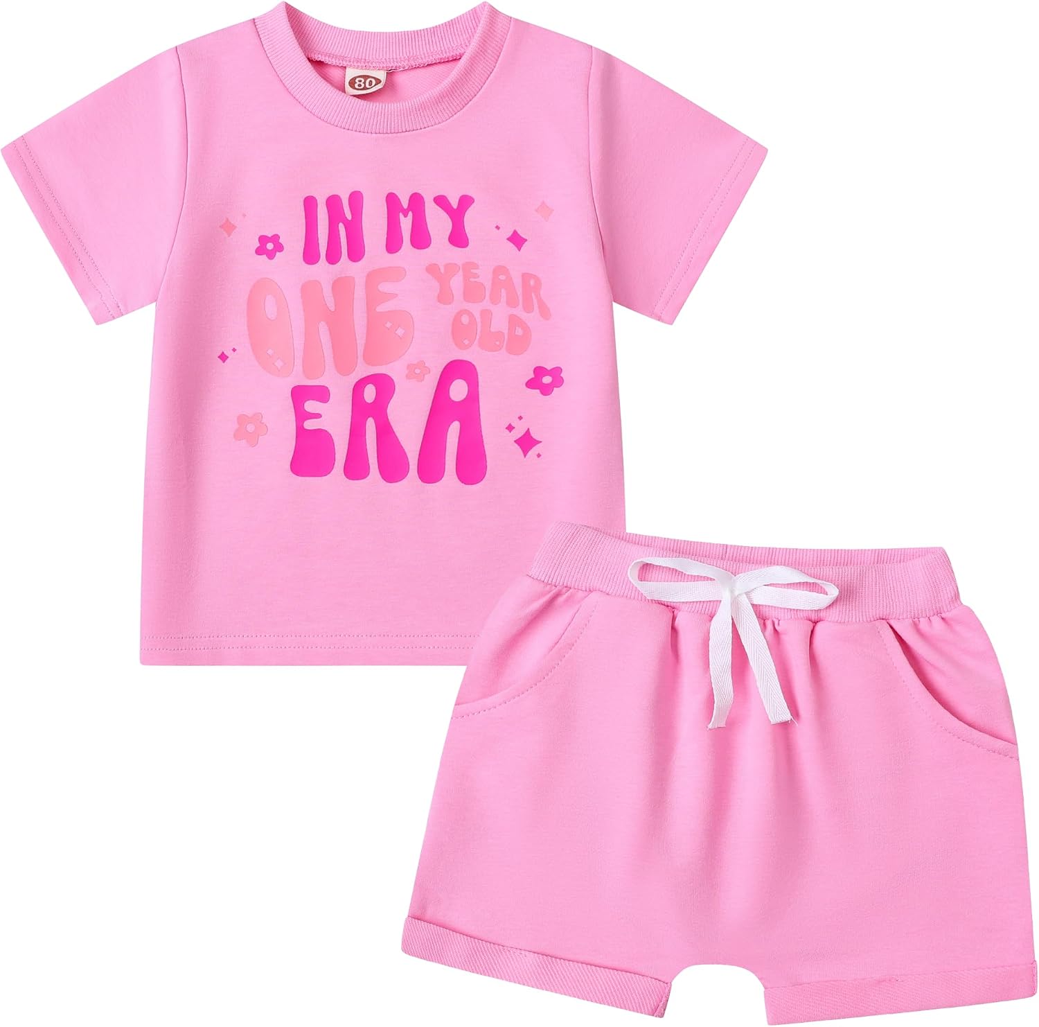 First Birthday Outfit Girl In My One Year Old Era Clothes Summer Short Sleeve 1st Birthday Shirt Shorts Set