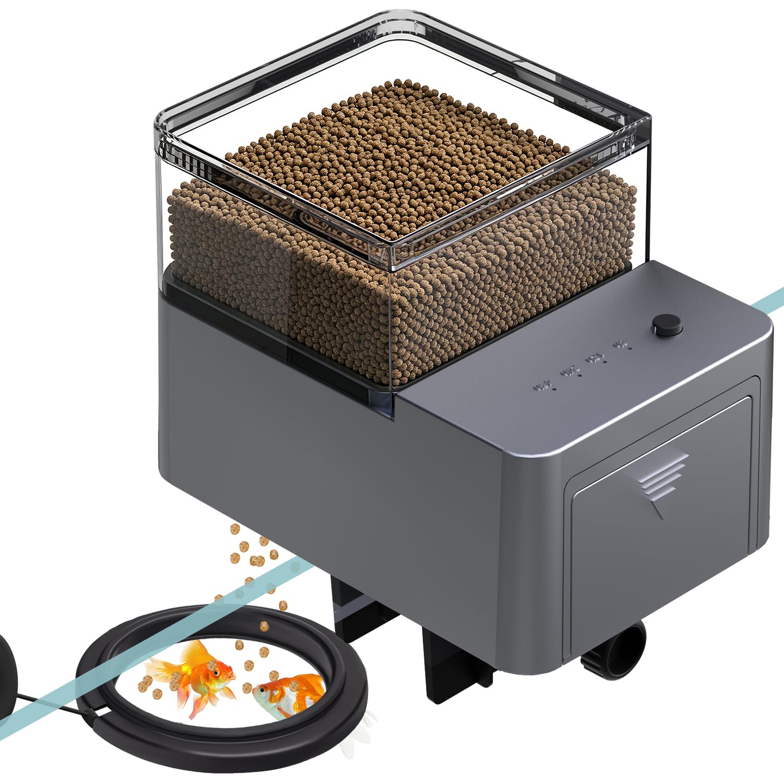 100ml Automatic Feeder for Aquarium Vacation Timer for Fish Tank Food Adjustable Auto Fish Feeder Dispenser for Pellets Strips 8/12/24/48H Timer Battery Operated(Not Included)