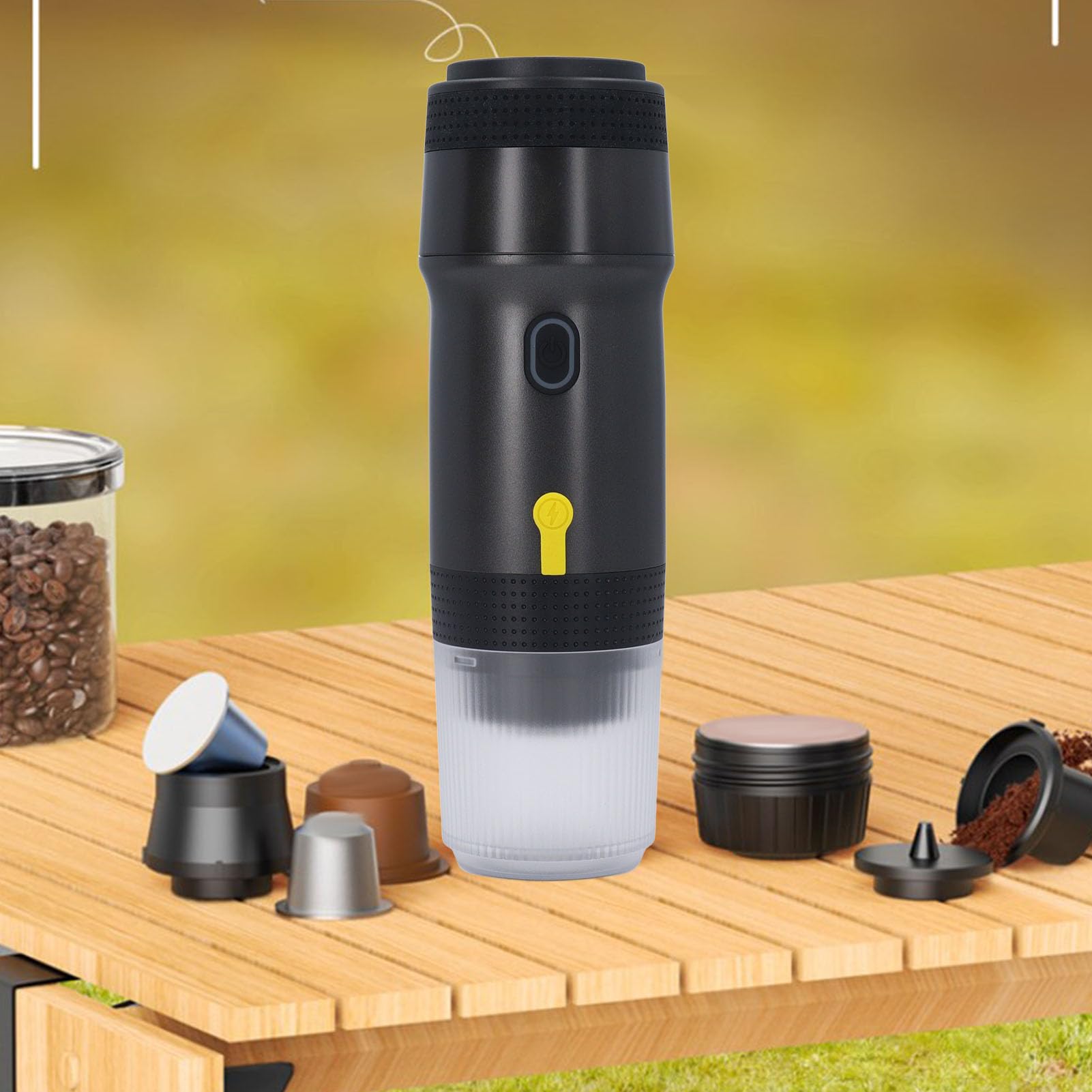 Portátil, Mini Eléctrica, Compatible con Cápsulas NES para Cápsulas DG, Cartuchos de café en Polvo, Extracción de 20 Barras, Recargable por USB para Viajes en