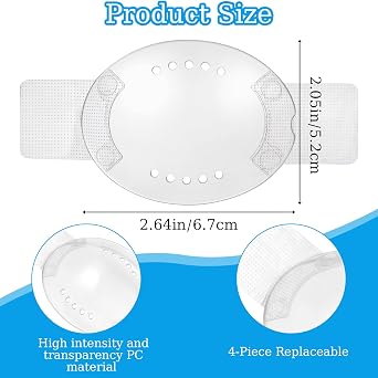 Clear Eye Shields 6pcs Clear Plastic Patch Medical Protector Eye Surgery Recovery Device Safety Glasses with Side Cataractic Post Surgery Cover Protection Breathable Equipment for Men and Women