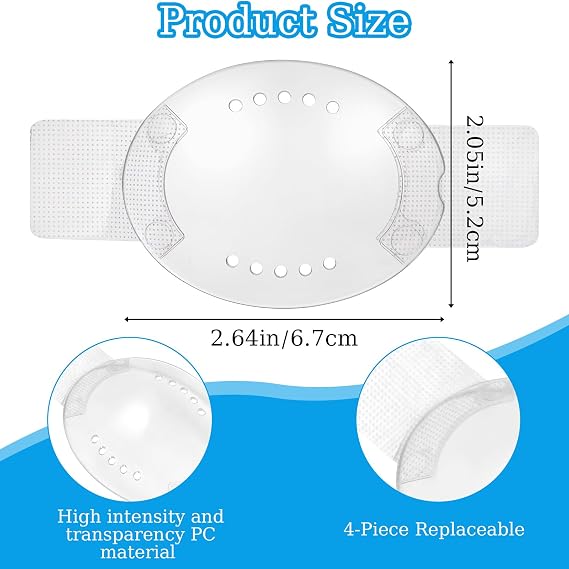 Clear Eye Shields 6pcs Clear Plastic Patch Medical Protector Eye Surgery Recovery Device Safety Glasses with Side Cataractic Post Surgery Cover Protection Breathable Equipment for Men and Women