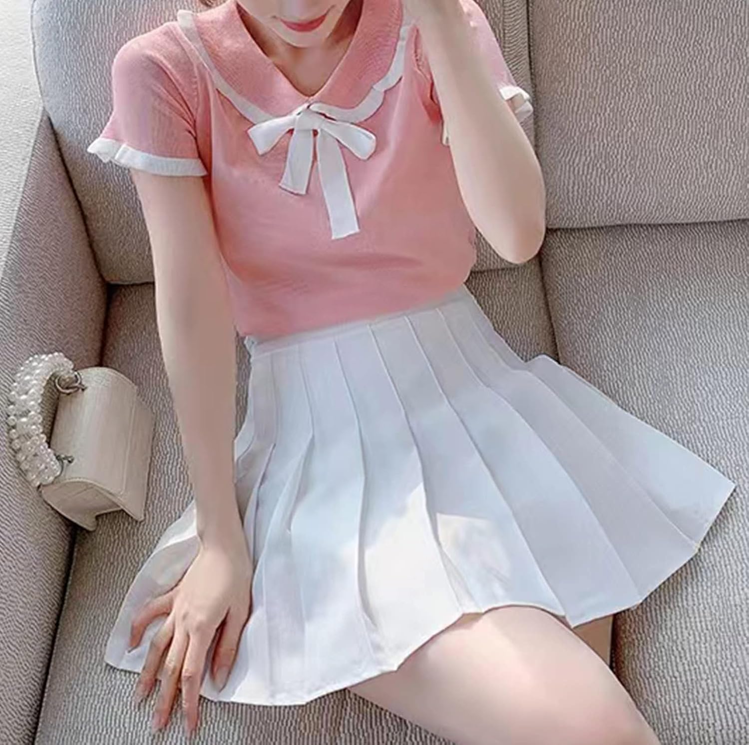 Hoerev レデイーズ ガルズ ショート ハイ ウエスト プリーツ スケーター テニス スカート