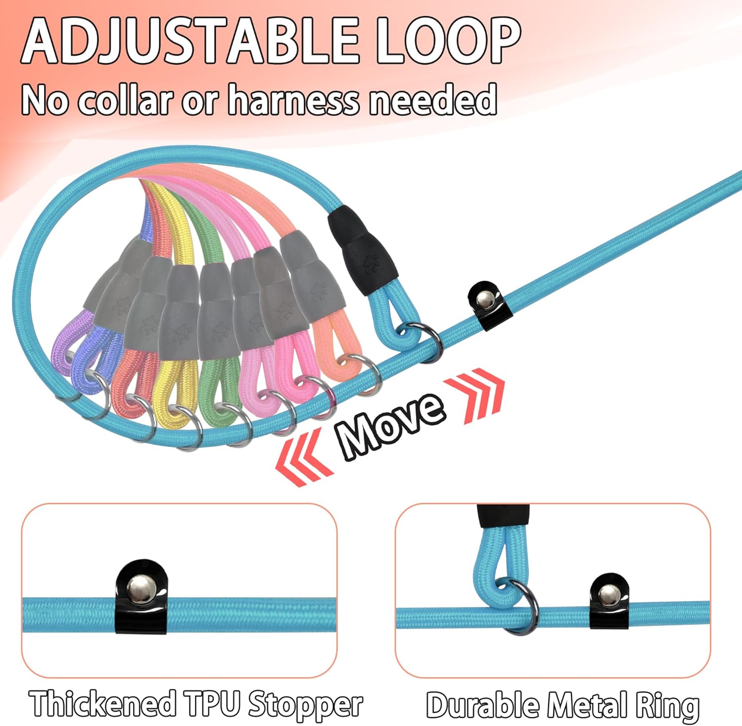 FOVRLZSE 11-Piece Adjustable Dog Slip Leads for Dogs, 11 Colors, No Collar Needed, 1.4 Meters Long, 10mm Nylon Leash for Walking and Training