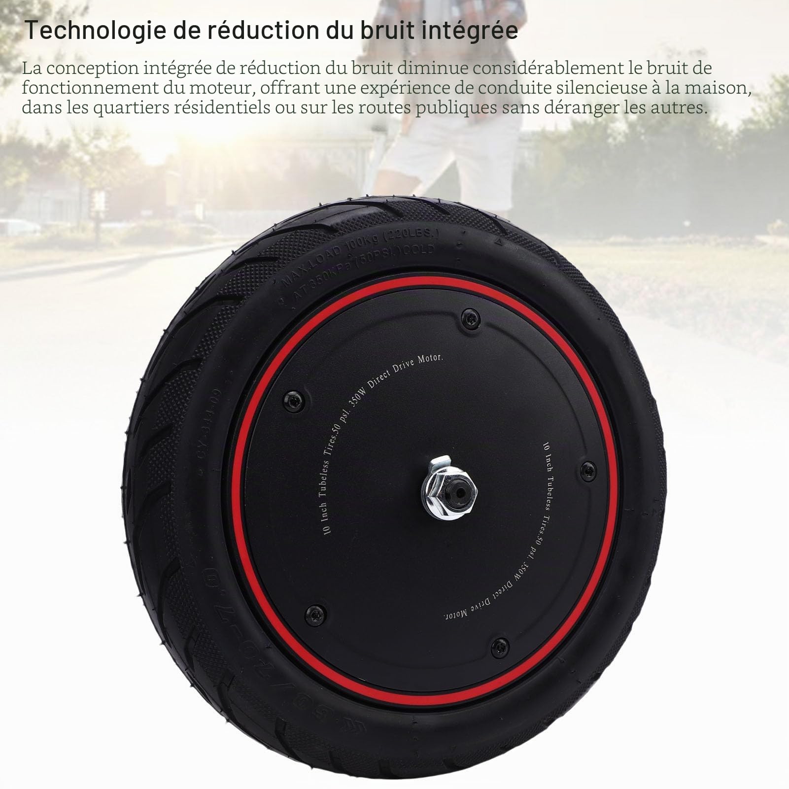 Roue de Moteur de Moyeu de Trottinette Électrique pour Xiaomi 4 Pro, 36V 350W Moteur à Entraînement de Roue Avant de Scooter Électrique de 10 Pouces Silencieux