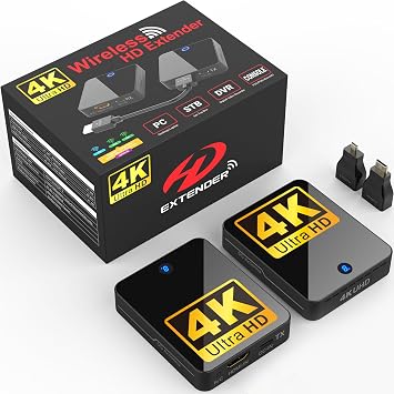Wireless HDMI Wireless Transmitter and Receiver Latest 2025 | Easy Plug-and-Play | 200ft Stable Wireless Transmission 4K 30Hz | No WIFI & No Configuration Required | Can Expand Up to 4 Sets |