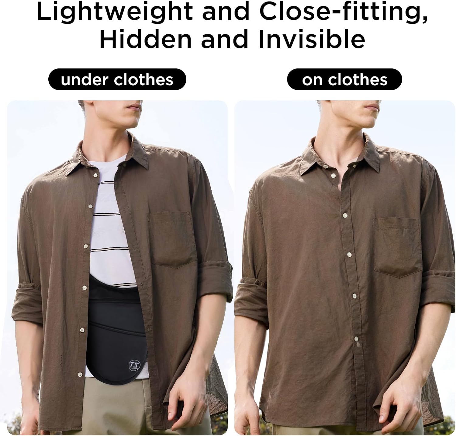 Crossbody Bag for Men Women Anti-Theft Money Belt for Travel Hidden Slim Passport Holder Mini Sling Bag Chest Belt Under Clothes to Protect Cash, Credit Cards, Phone