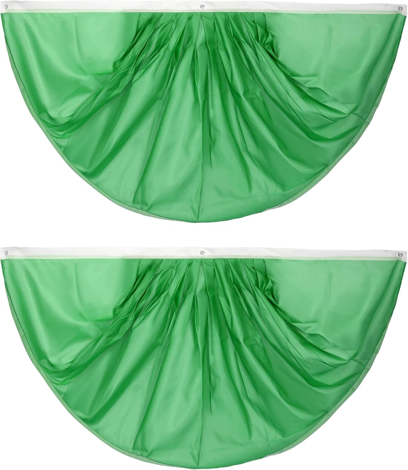 Light Green Pure Solid Colour Pleated Fan Flag Bunting 3 x 6 Ft Colour Pleated 2 Pcs Fan Flag Banner Indoor/Outdoor/Front Porch Decorations, Colour Half Fan Flag Patriotic Holiday Decorations.