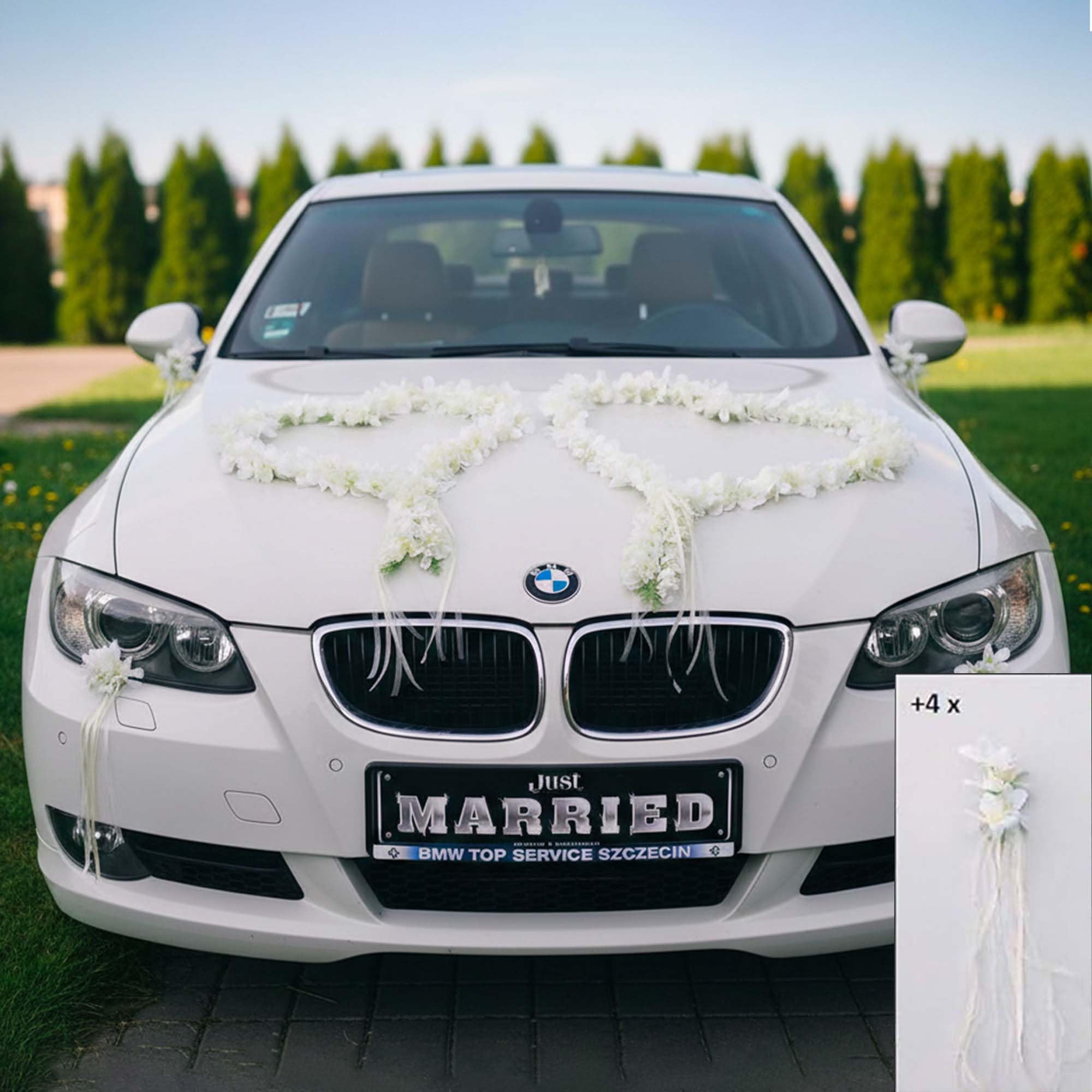 Auto-schmuck so einfach so kreativ Orchidées - Cœur de mariée - Rose - Décoration de Mariage - Voiture - Guirlande de Voiture - Écru