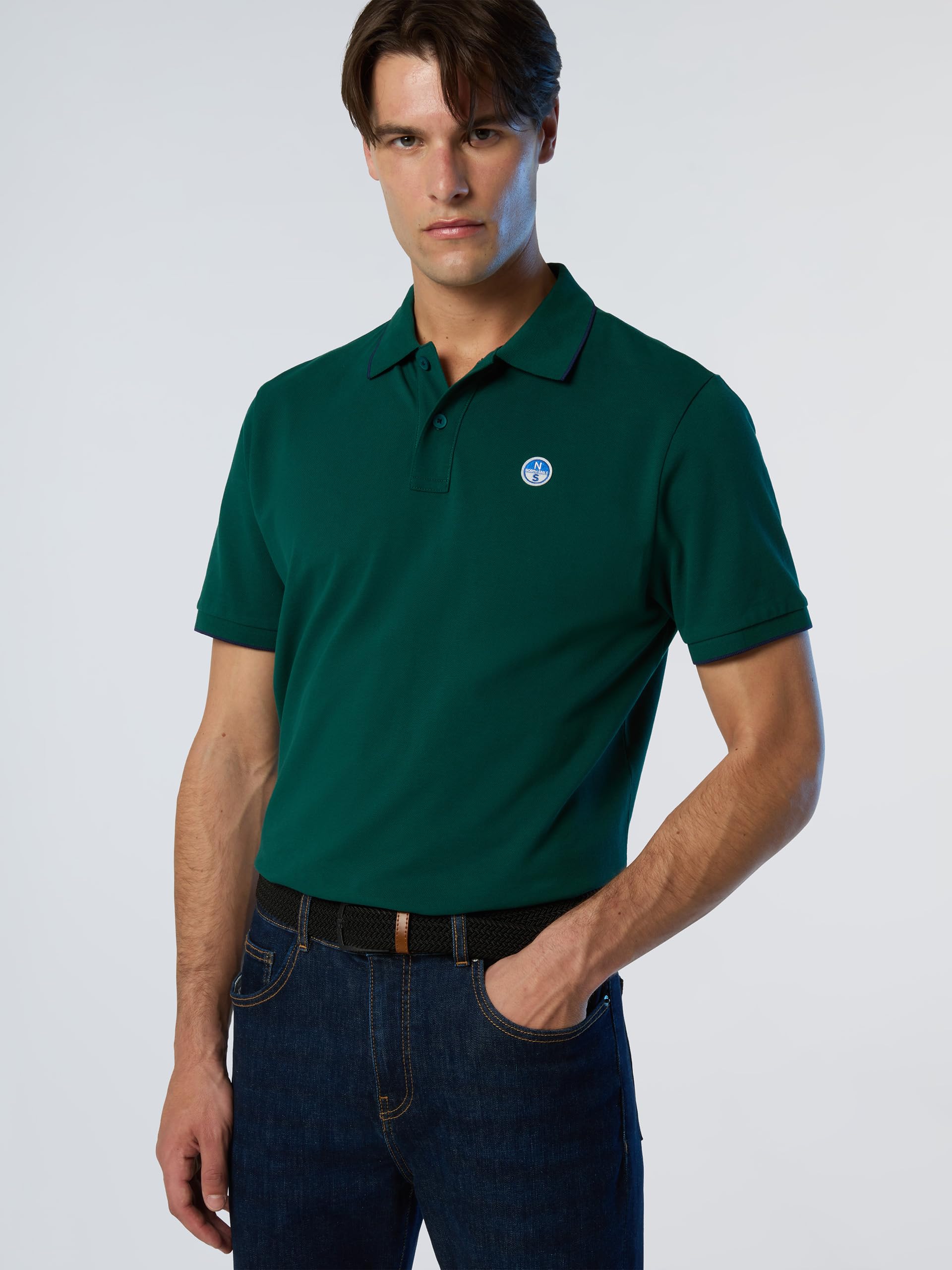 NORTH SAILS Polo Uomo in piqué di Cotone Organico con Dettagli a Contrasto