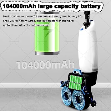 Multi-Functional Floor Buffer Polisher Machine, Dual Brush Floor Washer, Cordless Electric Floor Cleaner, Efficient Cleaning for Home and Commercial Spaces, 360 Rotating Head White