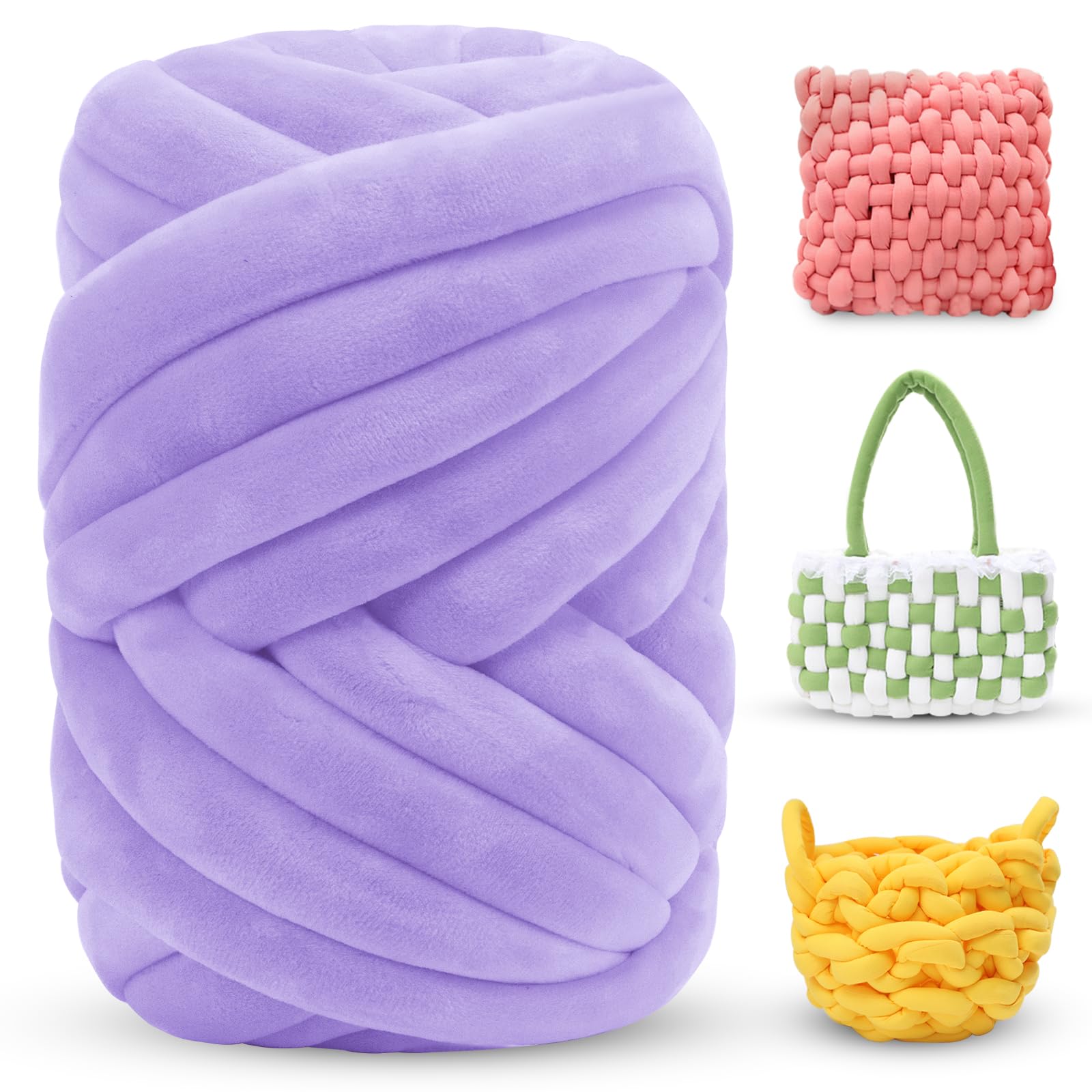LEREATI Thick Chunky Yarn for Arm Knitting Jumbo Tube Soft Chunky Knit Blanket Velvet Yarn for Crocheting Handbags Hand Knitting Pet Bed Rugs Pillows Crafts (500g