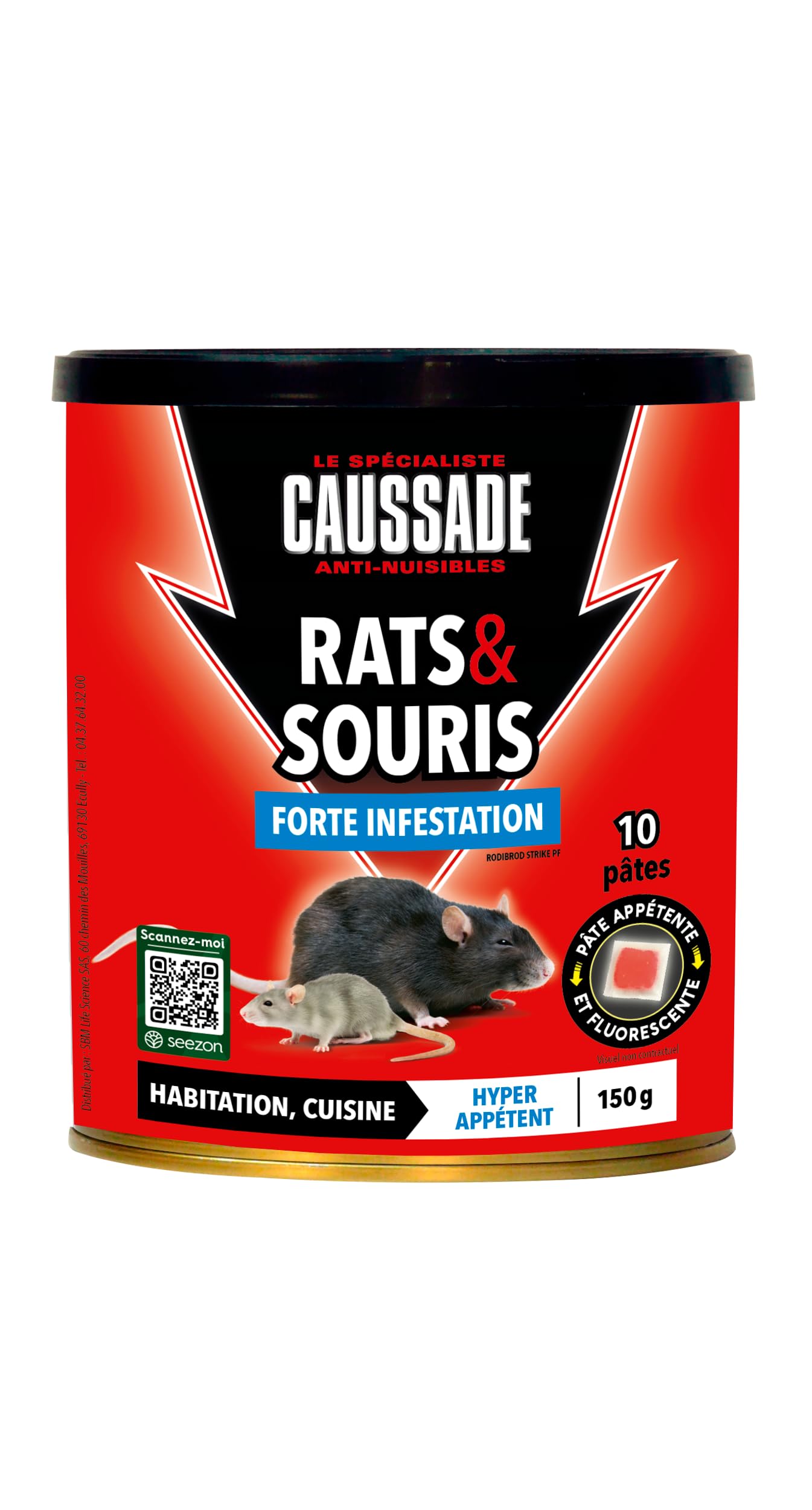 Appât Anti Rats Et Souris CAUSSADE - 10 Sachets De Pâte Fluorescente - Efficace En Une Ingestion, Pour Intérieur/extérieur