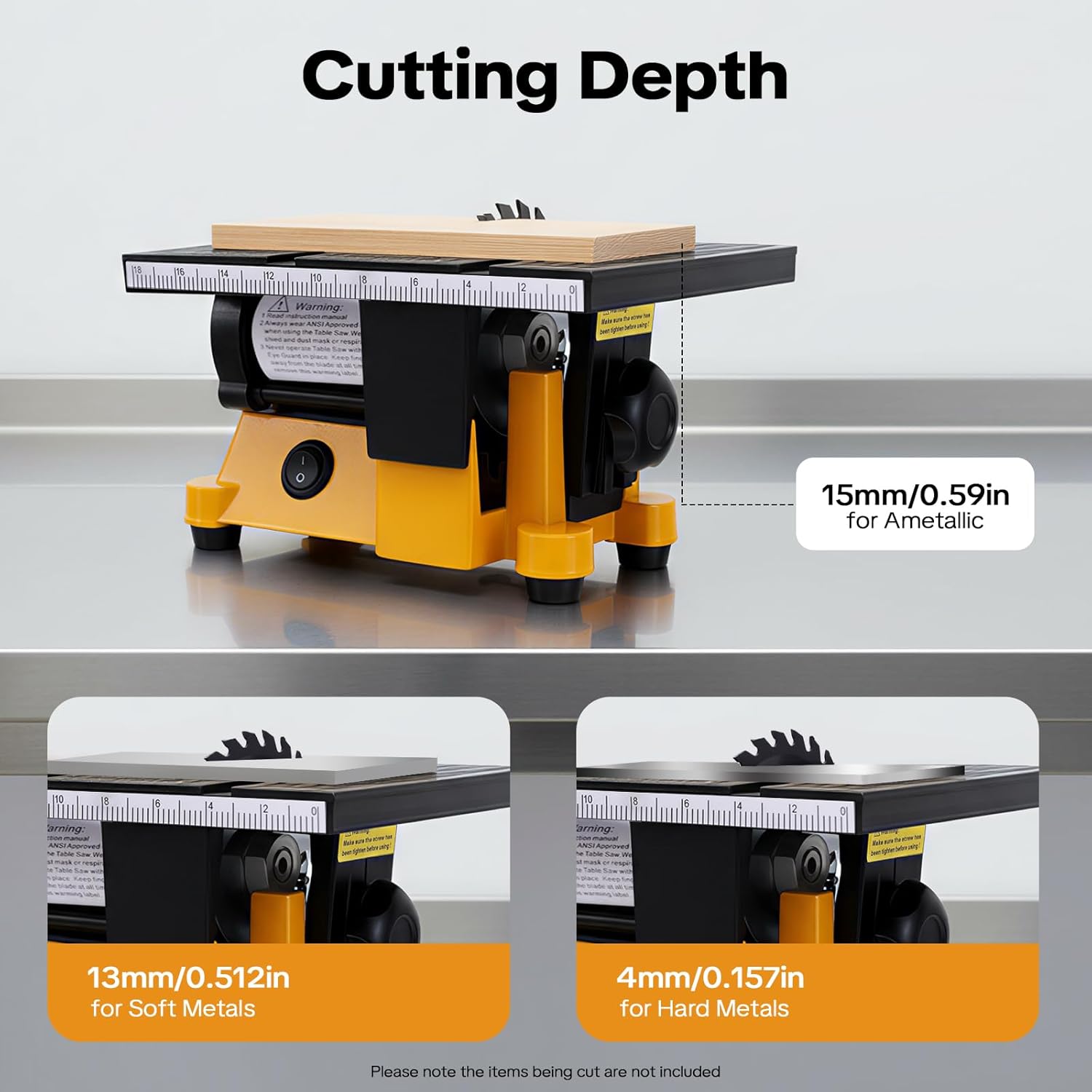 4" Mini Table Saw - 90W 110V Benchtop Electric Saw with 3 Blades, Portable DIY Woodworking Tool for Handmade Gifts, Models (7.5"x5.5"x4.7", Includes Work Stand)