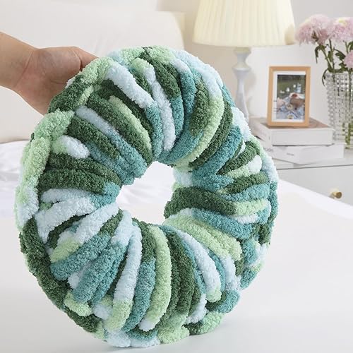 Miniatura 4 de HOMBYS Paquete de 8 hilos gruesos gigantes para tejer a ganchillo, hilo súper voluminoso, grande, suave y esponjoso, de teñido anudado, hilo de