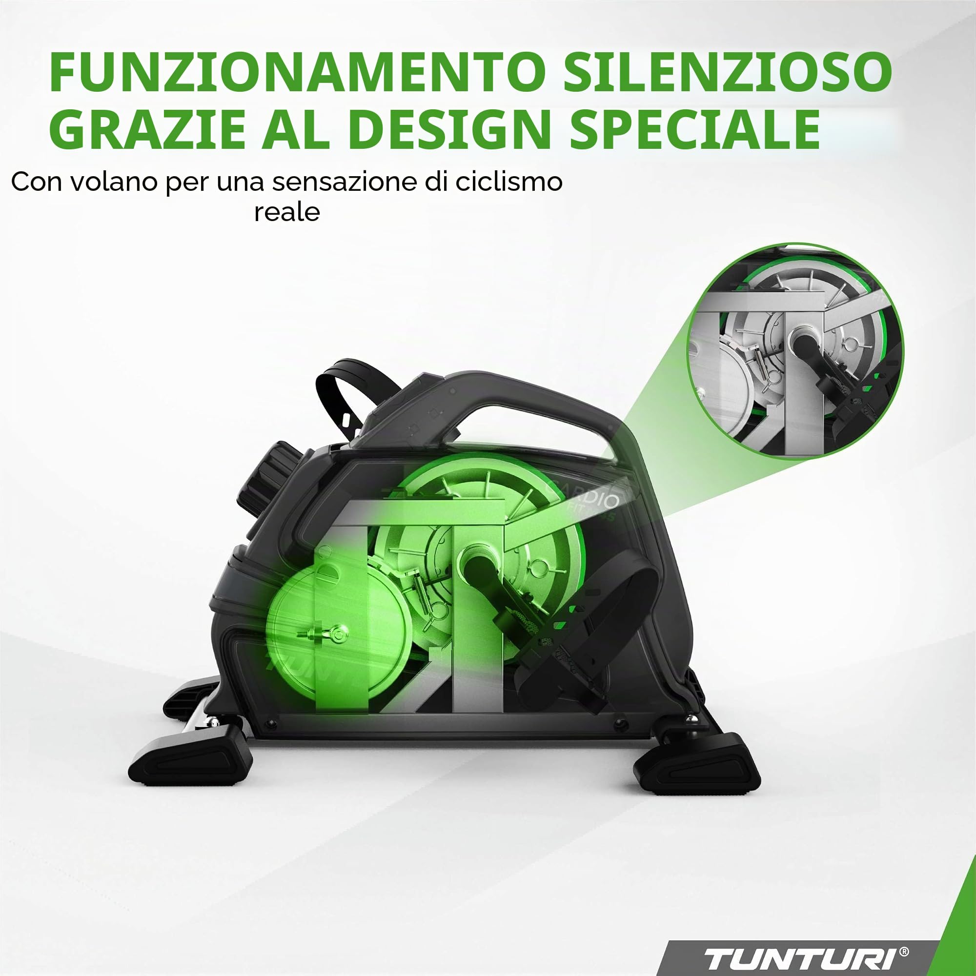 Tunturi Pedaliera Cardio Fit, vincitore del test 2024, mini cyclette per anziani, allenamento per braccia e gambe seduti, resistenza regolabile e display LCD