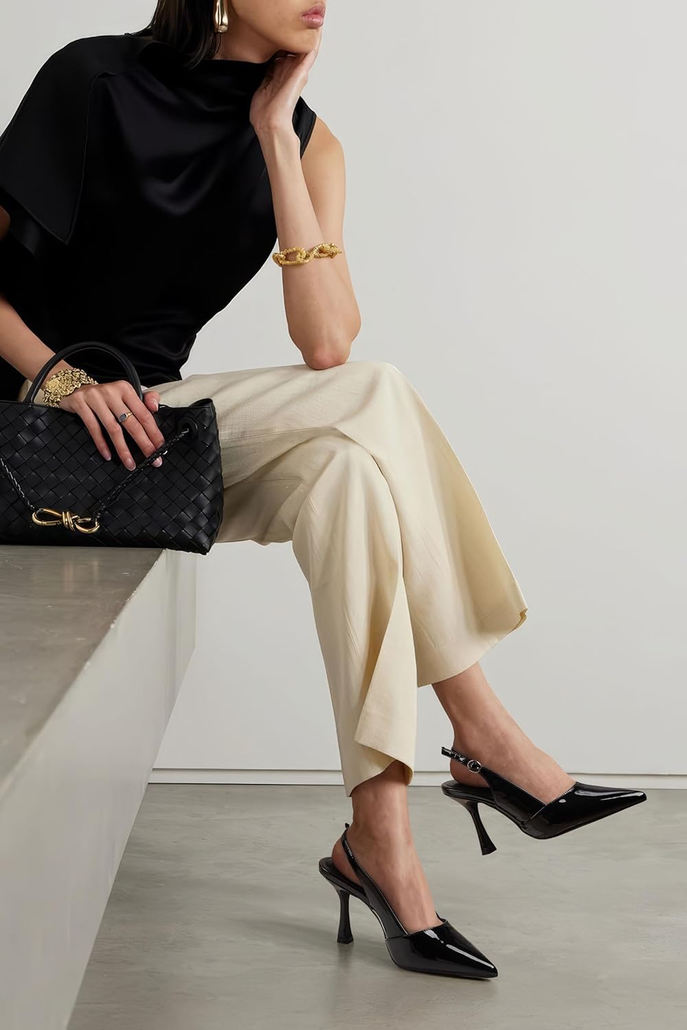 Women’s Slingback Pointed Closed Toe Pumps Dress Shoes 3.15 Inch Stiletto High Heels for Wedding Party Office Casual,Black Pu,7 - Image 6