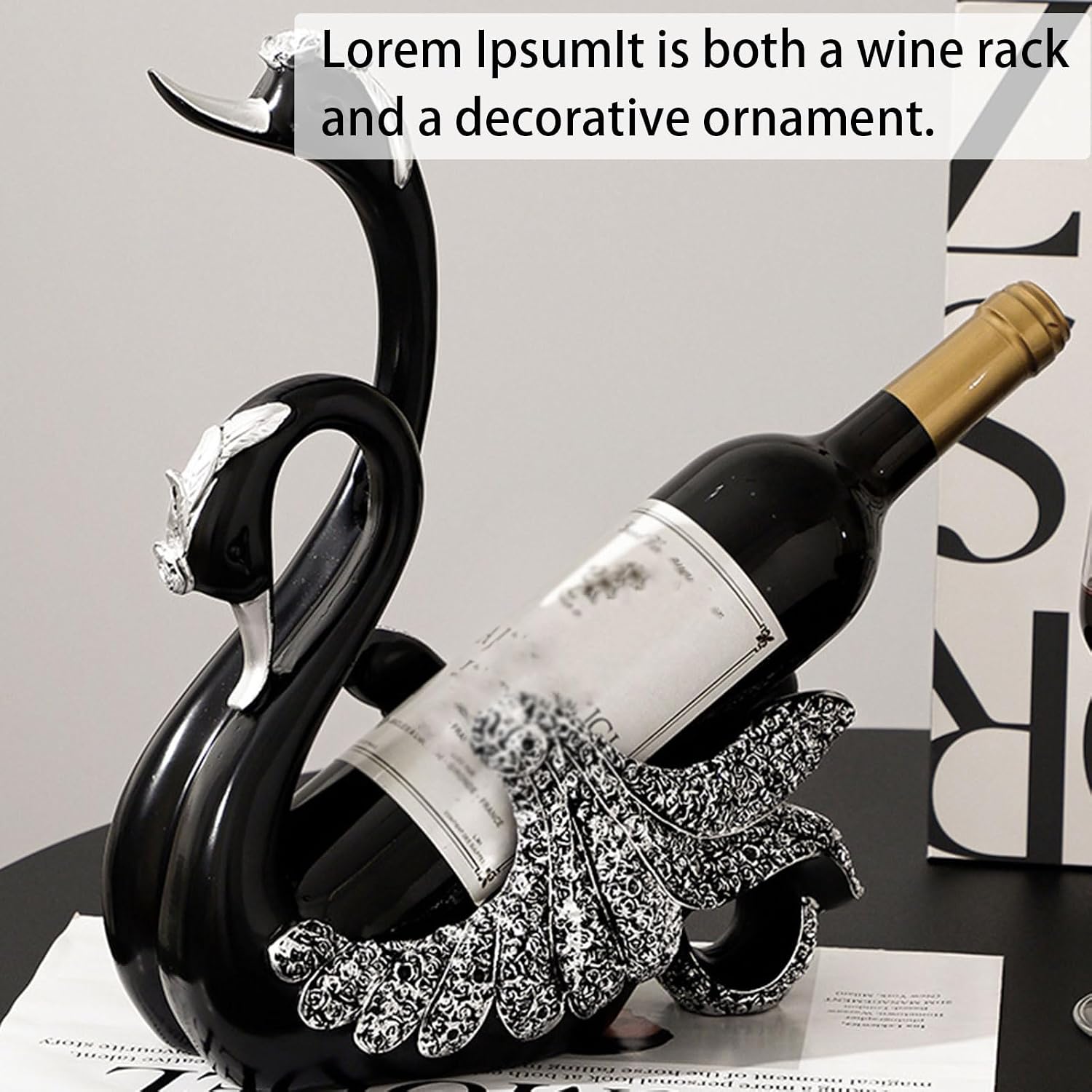 Single Bottle Wine Rack Wine Bottle Holder Swan Design, Countertop & Tabletop Dining Table Centrepiece Ornaments, Table Free Standing Bottle Racks for Home Kitchen Bar Cabinets