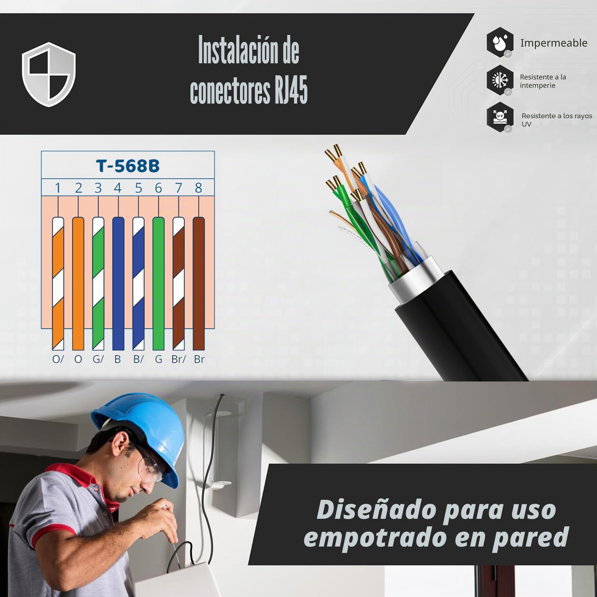 MEIPEK Cable Ethernet 40 Metros, Cat 6 Cable de Red Exterior FTP Blindado Rj45 Network Negro Lan Internet Alta Velocidad 250MHz 40m Cabo de Rede para Enrutador Módem