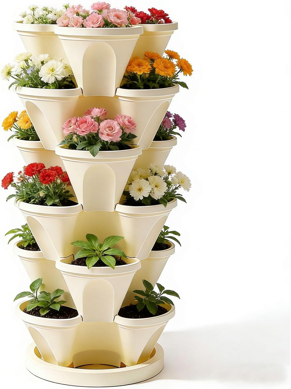 Roixeeds 6-Tier Stackable Vertical Planter for Compact Herb and Strawberry Growing