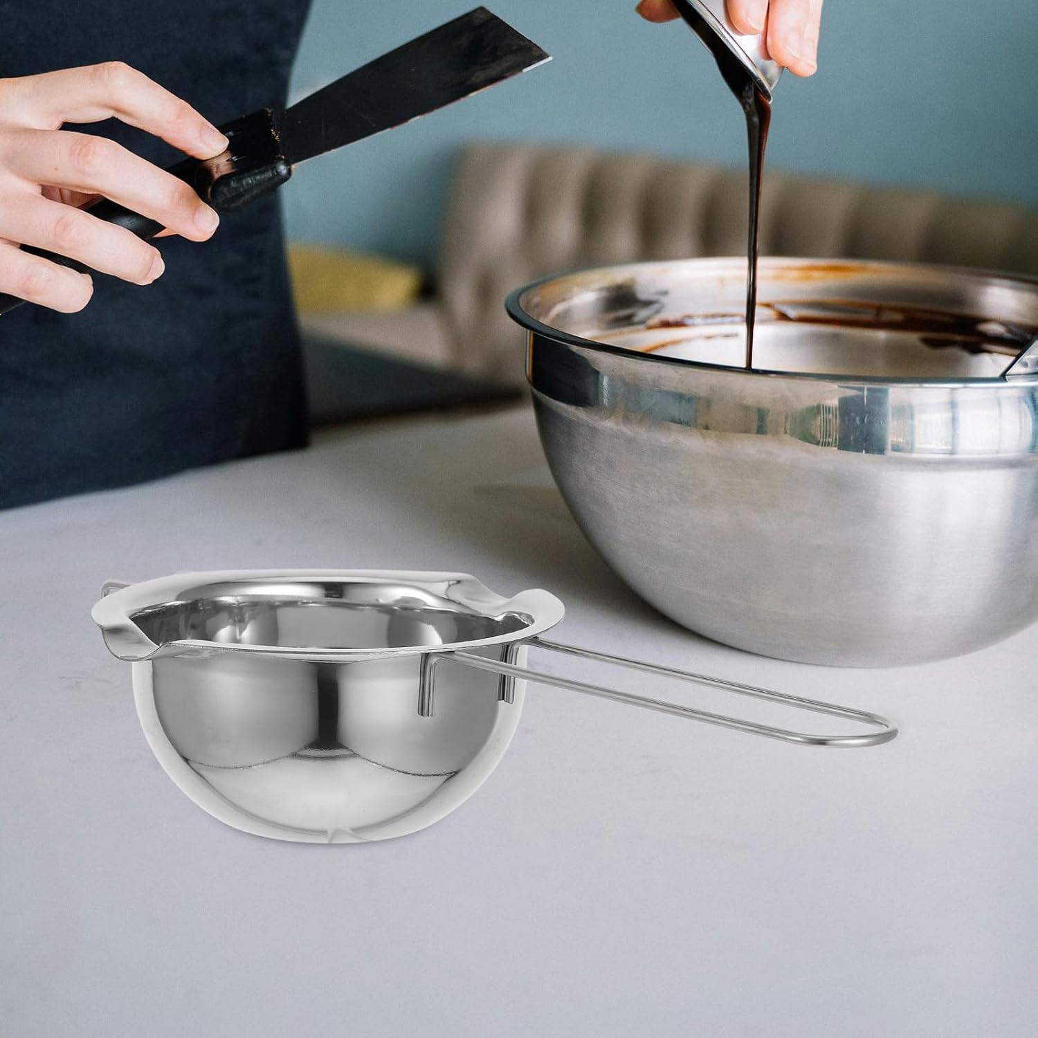 Chocolate Melting Pot 480ml 304 Stainless Steel with Nonslip Handle