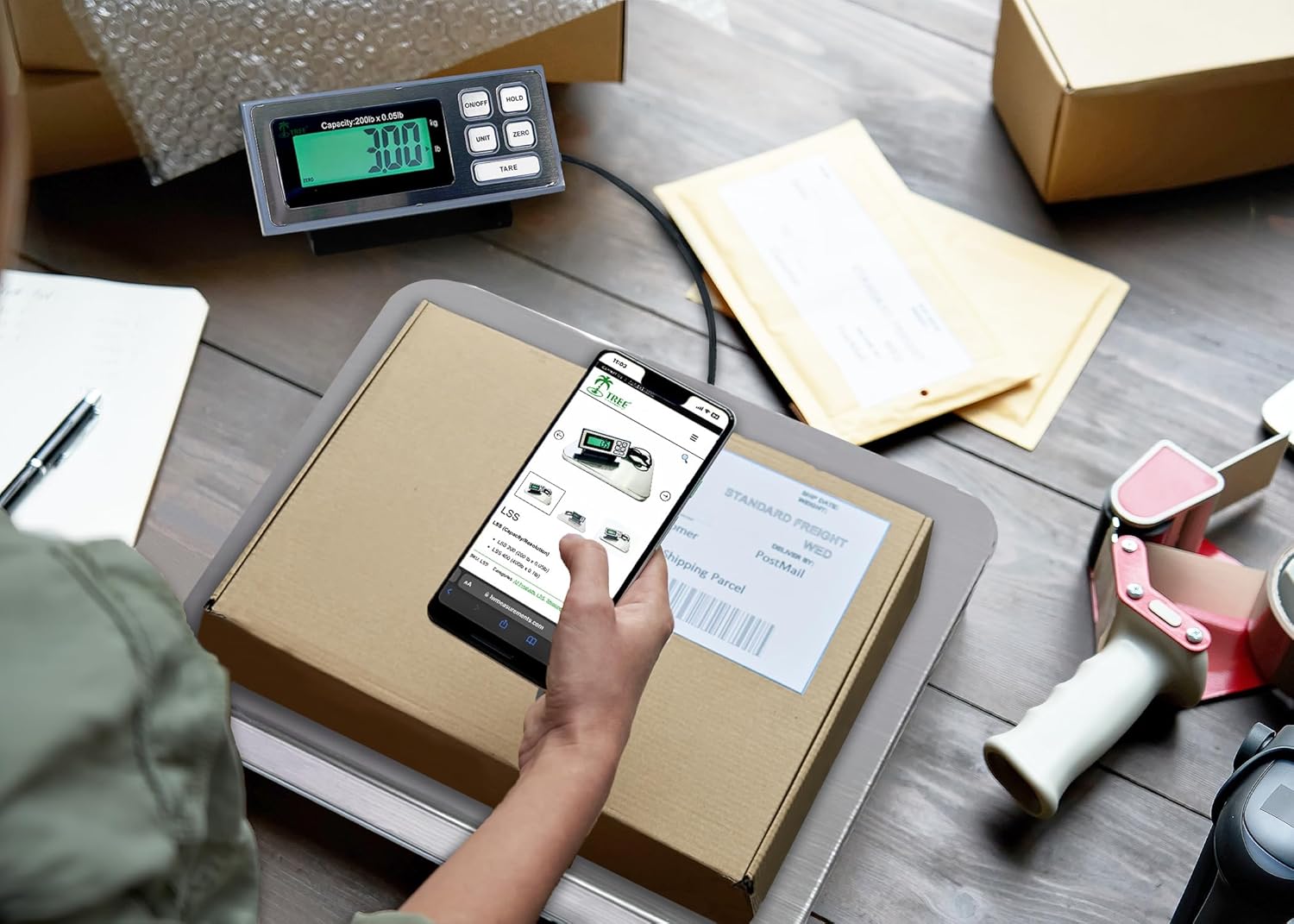 Tree LSS 400 Digital 14 X 16 Inch Stainless Steel Platform Postal Shipping Scale, for Business Office Home Warehouse Package Luggage 400LB X 0.1LB