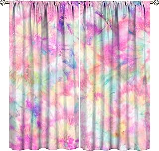 Tie Dye Curtains Boho Batik Pink Bohemian Colorful Watercolor Curtain wi...