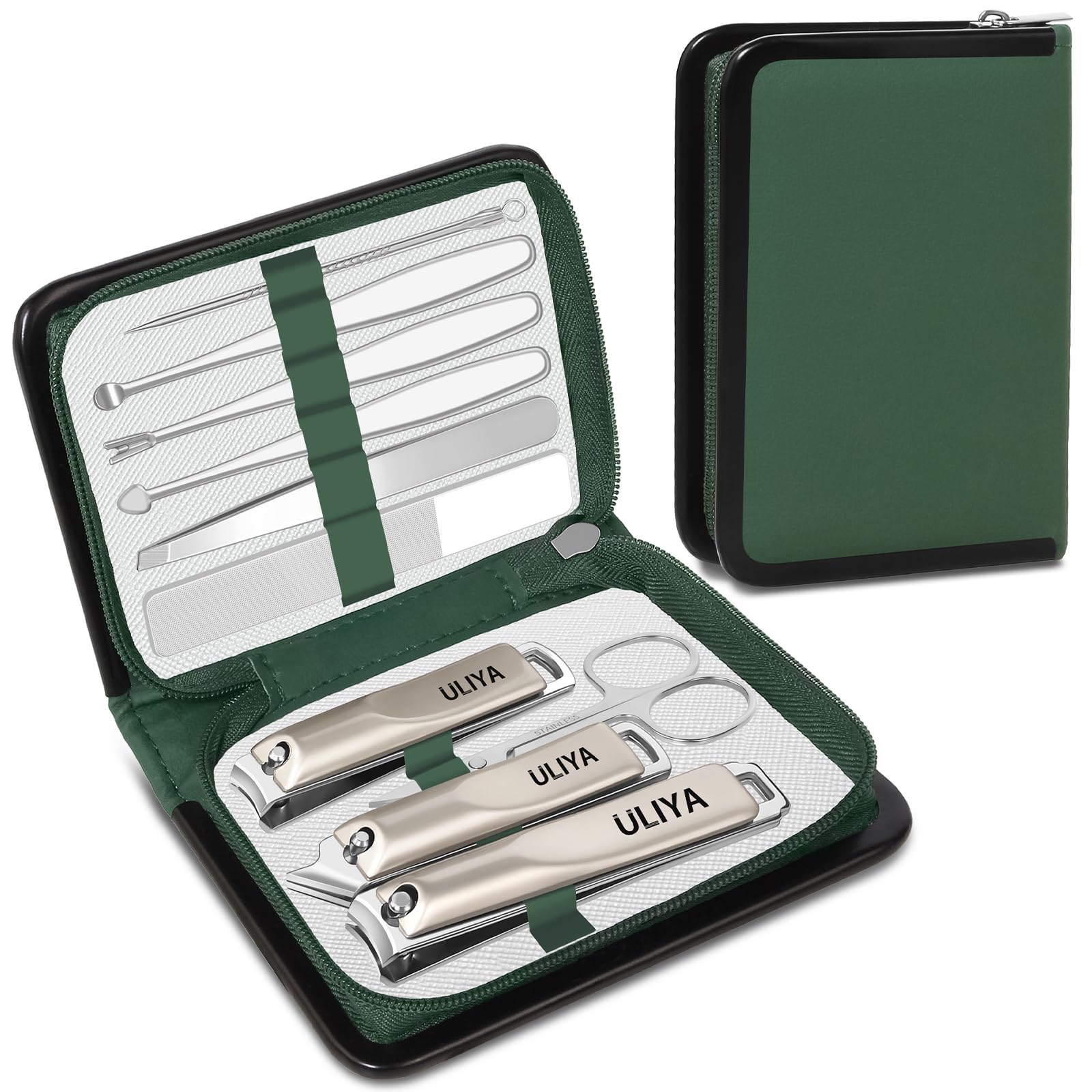 Uliya Manicure Set Nail Clipper Kit Professional Pedicure Tools (Green)