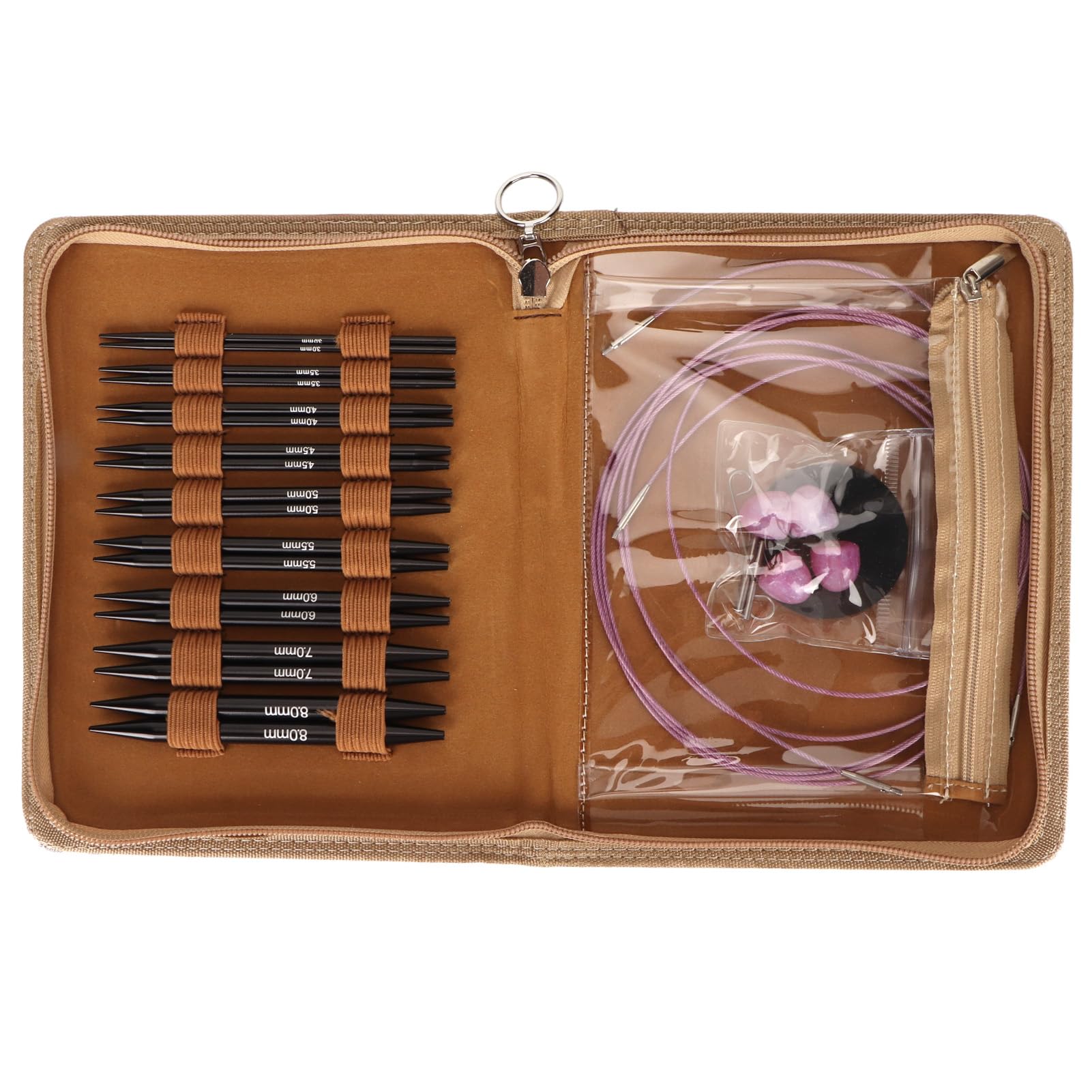 Juego de Agujas Circulares para Tejer, Juego de Agujas Circulares Ergonómicas Intercambiables de 3 a 8 Mm con Bolsa de Almacenamiento para Manualidades, Regalos para mamá, Abuela