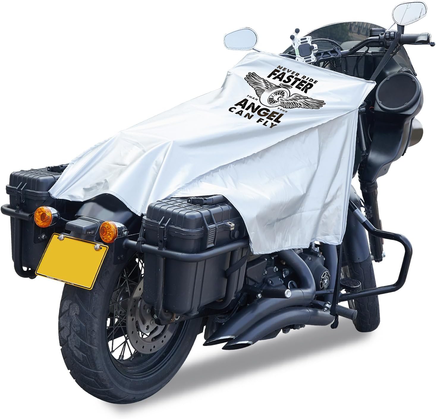Motorcycle Seat Cover Sun Protection Cover Lightweight Half Covers Outdoor Sun Covers Dust UV Protection for Most Motorcycles Full Dress Touring Cruiser - Silver Style C, L