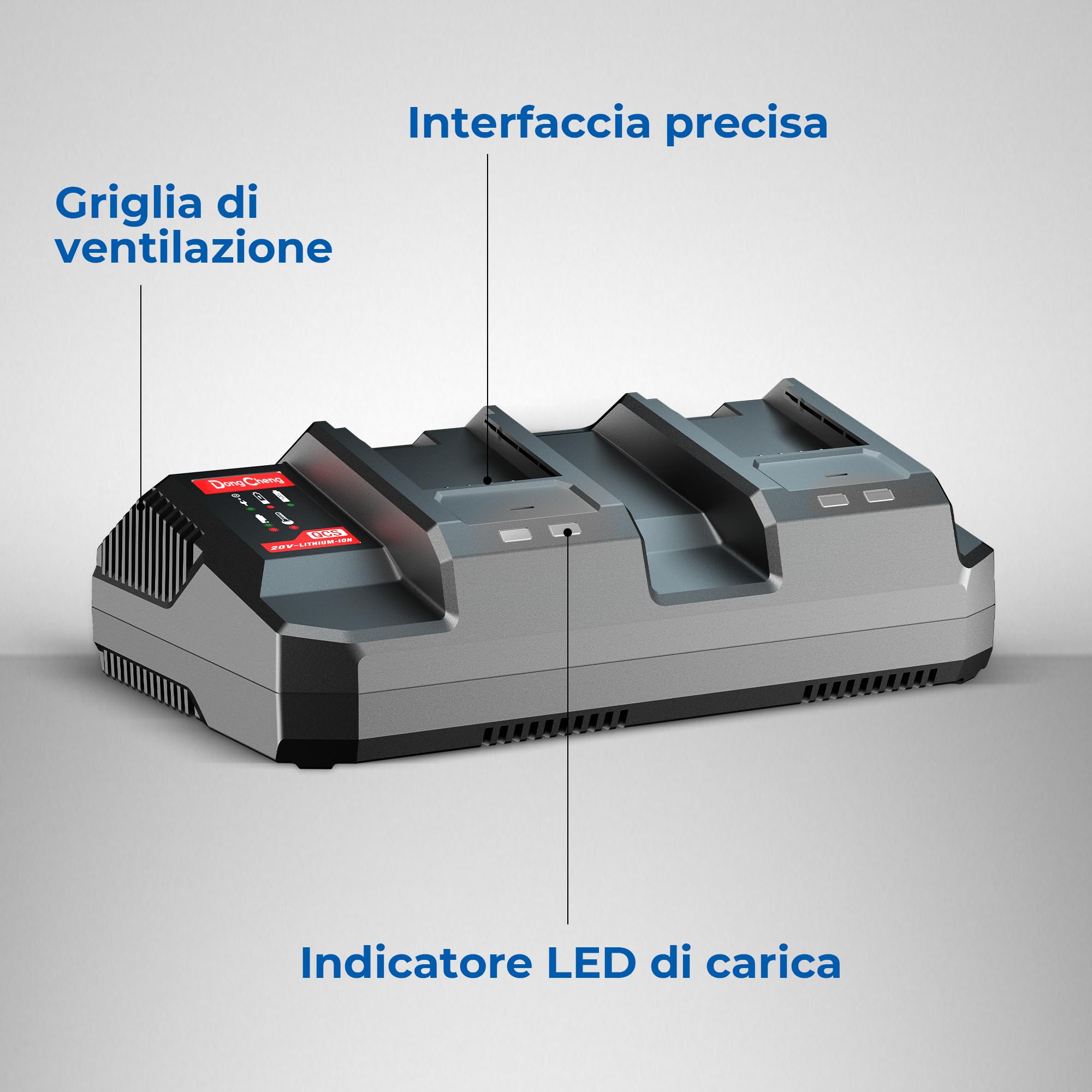 Dongcheng FFCL2040-2 - Caricatore doppio a batteria agli ioni di litio da 18 V (40 V MAX)