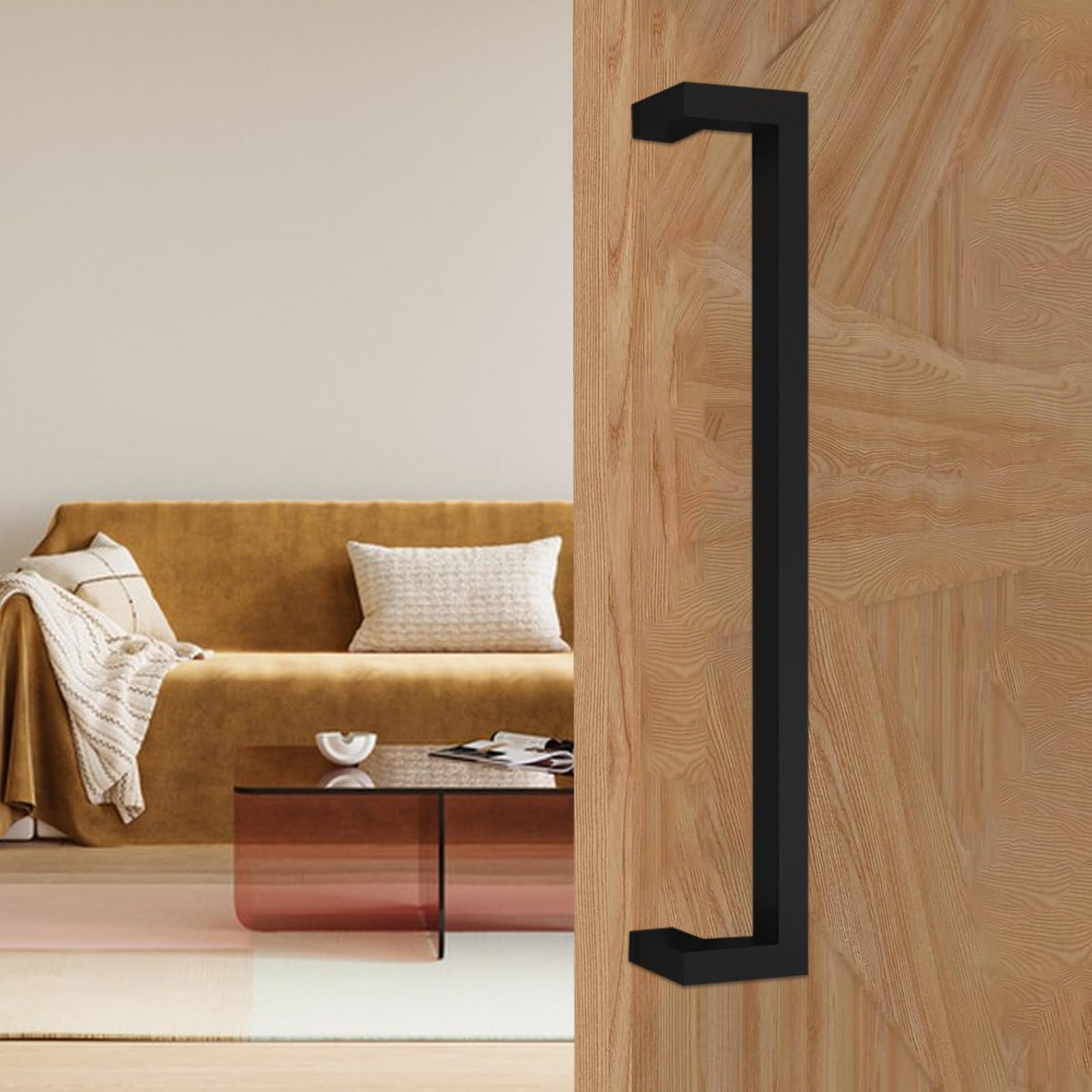 Tirador de puerta de acero inoxidable | Tirador de puerta de doble curvado - Palanca de tracción de tubo cuadrado de acero inoxidable para baño, lugar de trabajo, exterior