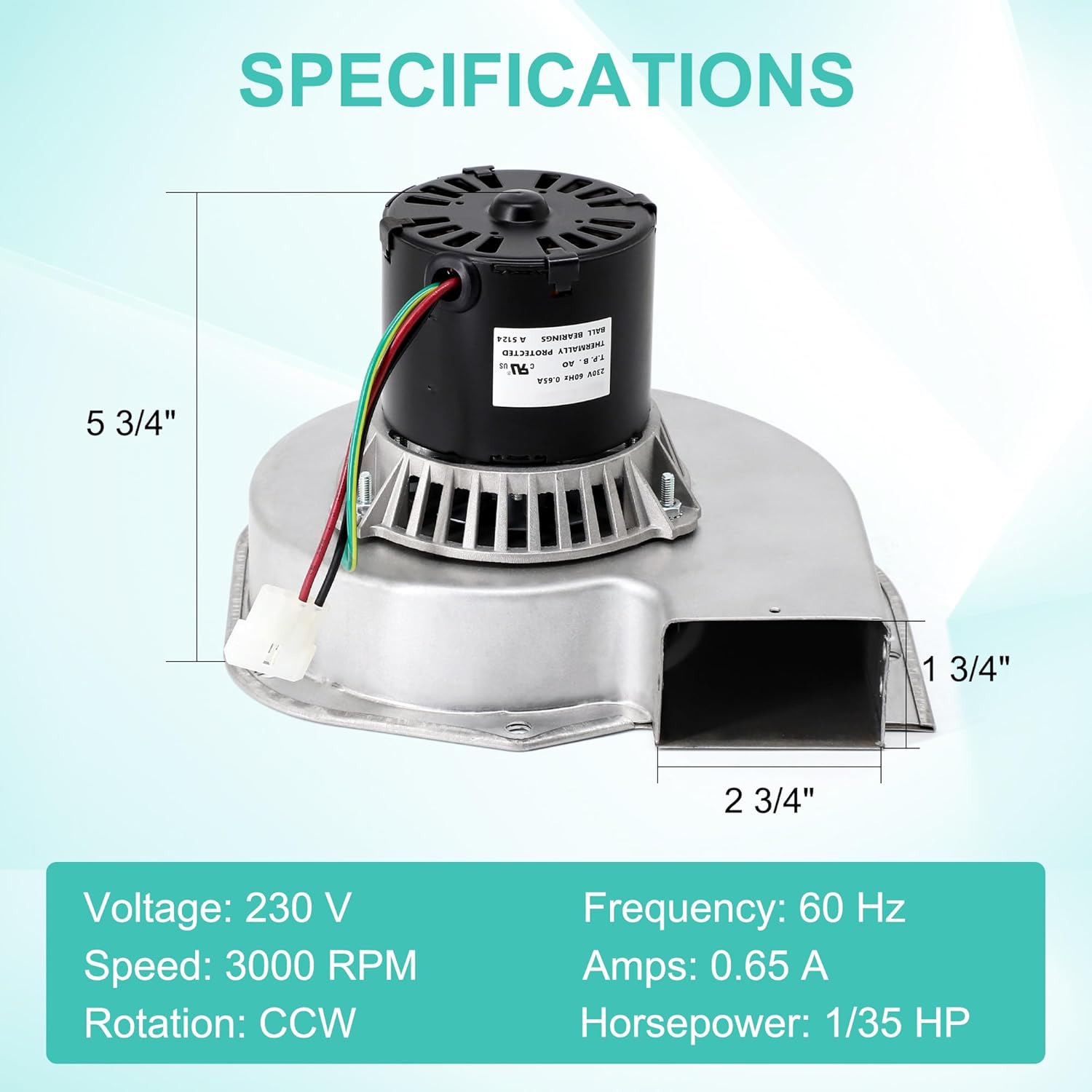 Draft Inducer Blower Motor Replacement for Fasco A269, 7021-11242, 7021-11852, 7121-11242, Trane 7021-11054, X38040363010, Dayton 45KD35, Trane Furnace Parts