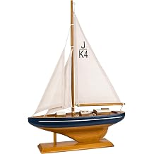 SAILINGSTORY Wooden Sailboat Model Ship Sailing Boat Decor Navy Color