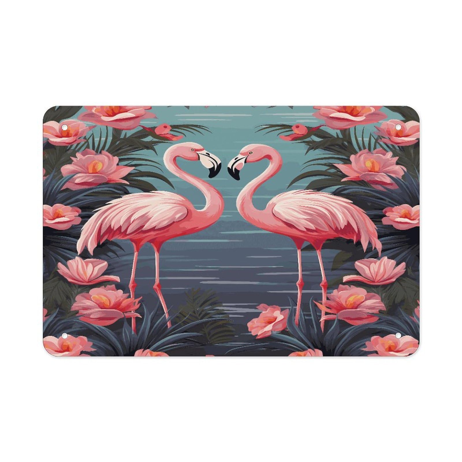 Fodpand Style Flock Of Tropical Flamingos Wall Art Metal Signs Tin Sign