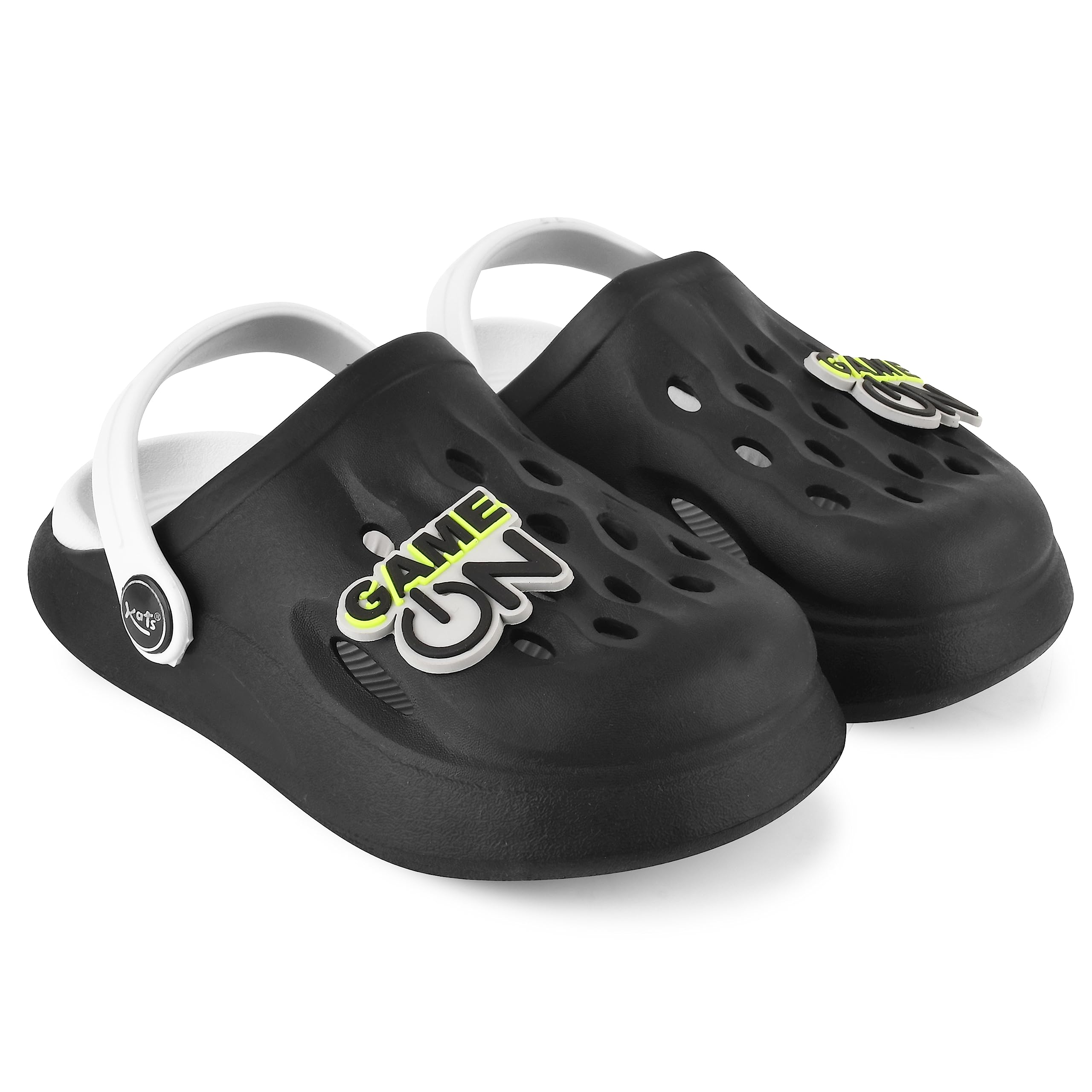 Kats Slingback Clog Shoes for Boys & Girls | Indoor & Outdoor Sandals Clogs for Kids with Cartoon Charm Black-Grey, Size: 9C (B0C856C8QZ) Amazon Price History, Amazon Price Tracker