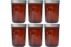 Amber Glass Mason Jars 16oz - Premium Wide Mouth Mason Jars With Lids