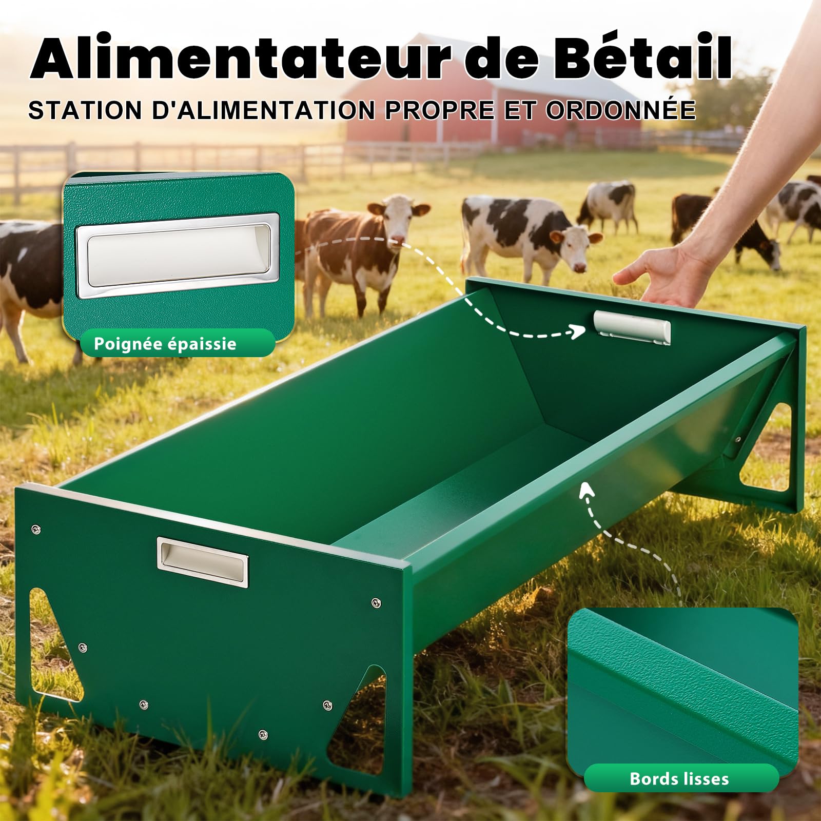 Mangeoire Cheval Acier Galvanisé 100cm Grande Capacité Mangeoire Mouton ExtéRieur pour éLevage de ChèVres Et Moutons Mangeoires pour BéTail Lourd de Charge RéSistant pour Chevaux ChèVre Vache